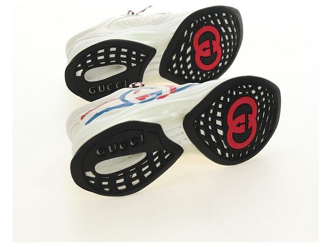GUCCI Run Sneaker aus Leder Weiß Auth 190306M - Ansicht 14