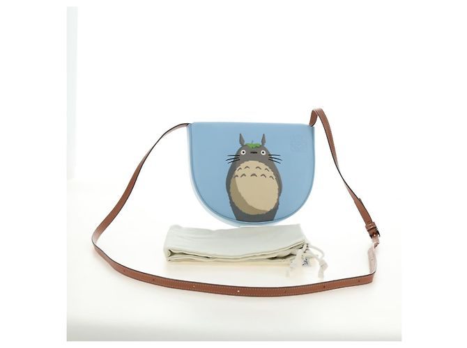 LOEWE Studio Ghibli My Neighbor Totoro Heel Pouch Pelle Blu Autentico 167429SM - vista 12