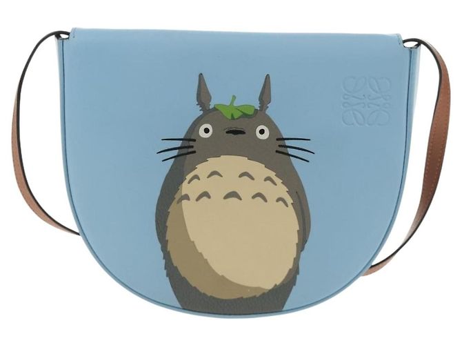LOEWE Studio Ghibli My Neighbor Totoro Heel Pouch Pelle Blu Autentico 167429SM - vista 13