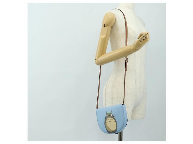 LOEWE Studio Ghibli My Neighbor Totoro Heel Pouch Pelle Blu Autentico 167429SM - vista 30