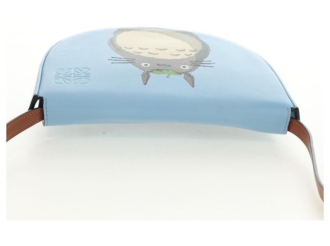 LOEWE Studio Ghibli My Neighbor Totoro Heel Pouch Pelle Blu Autentico 167429SM - vista 6