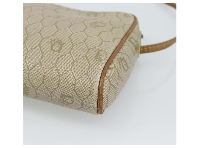 Borsa a tracolla Christian Dior Honeycomb Canvas PVC Beige Oro Auth ep14966 D'oro - vista 15