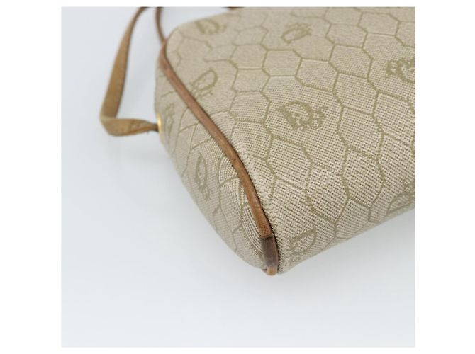 Borsa a tracolla Christian Dior Honeycomb Canvas PVC Beige Oro Auth ep14966 D'oro - vista 16