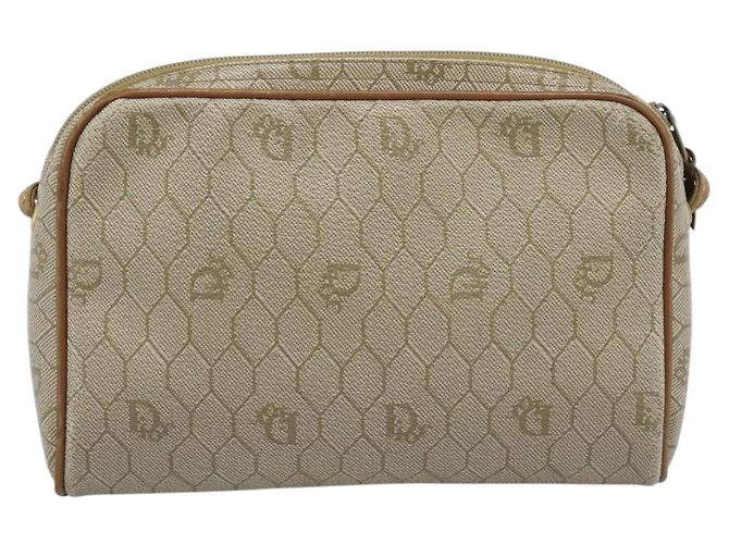 Borsa a tracolla Christian Dior Honeycomb Canvas PVC Beige Oro Auth ep14966 D'oro - vista 2