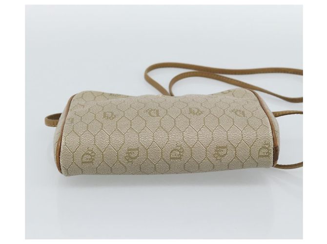 Borsa a tracolla Christian Dior Honeycomb Canvas PVC Beige Oro Auth ep14966 D'oro - vista 5