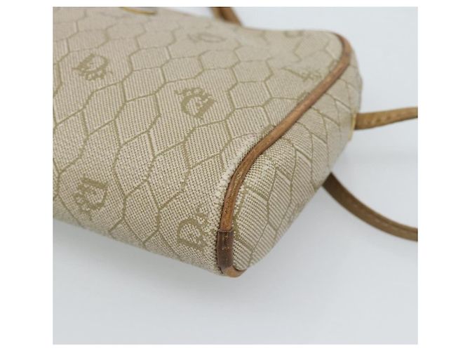 Borsa a tracolla Christian Dior Honeycomb Canvas PVC Beige Oro Auth ep14966 D'oro - vista 9