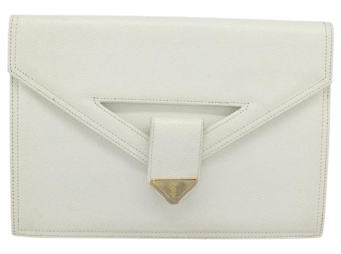 Clutch SAINT LAURENT in pelle bianca e oro Auth 188300 Bianco D'oro - vista 13