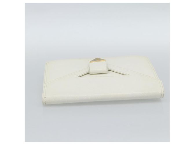 Clutch SAINT LAURENT in pelle bianca e oro Auth 188300 Bianco D'oro - vista 5