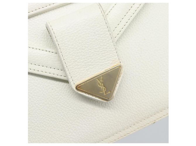 Clutch SAINT LAURENT in pelle bianca e oro Auth 188300 Bianco D'oro - vista 8