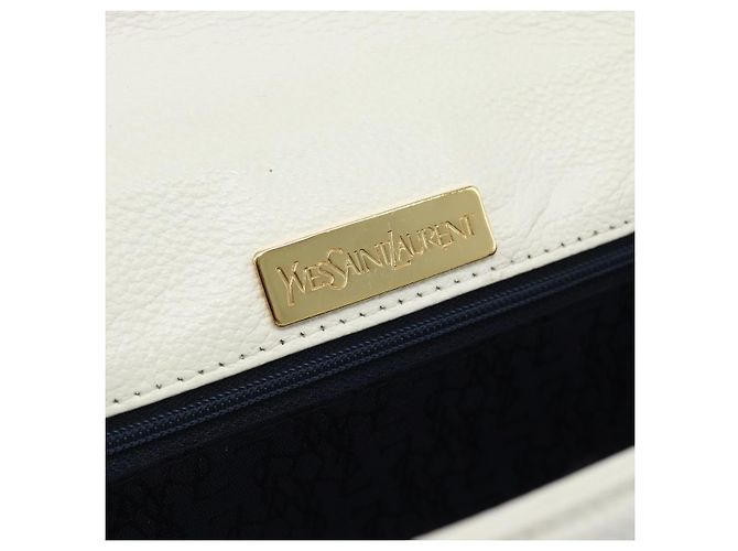 Clutch SAINT LAURENT in pelle bianca e oro Auth 188300 Bianco D'oro - vista 9