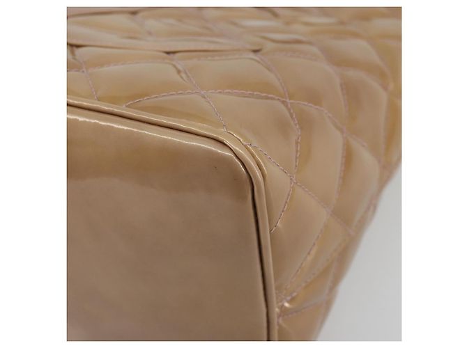 CHANEL Matelasse Reprint Tote Bag Lackleder Beige CC Auth 189771M - Ansicht 8