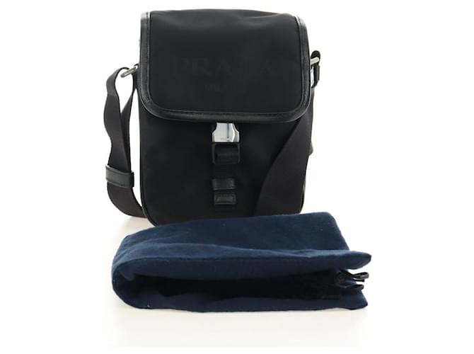 Borsa a Spalla PRADA Nylon Nero Argento Auth am11956SAM - vista 12