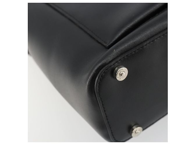 Céline Borsa a Spalla CELINE in Pelle Nera Argento Auth ep15031 Nero - vista 14