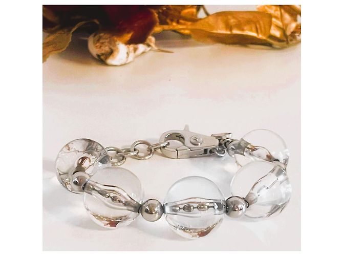 Bracciale Dolce & Gabbana con perle trasparenti e acciaio Argento - vista 4