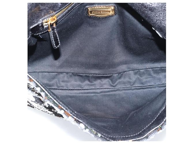 Borsa a Spalla Miu Miu Sequins Nero Oro Auth ka5086M D'oro - vista 10