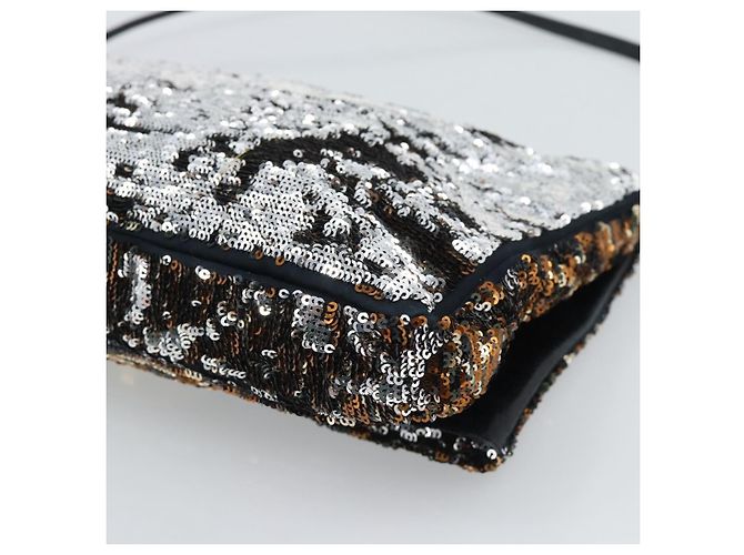 Borsa a Spalla Miu Miu Sequins Nero Oro Auth ka5086M D'oro - vista 15