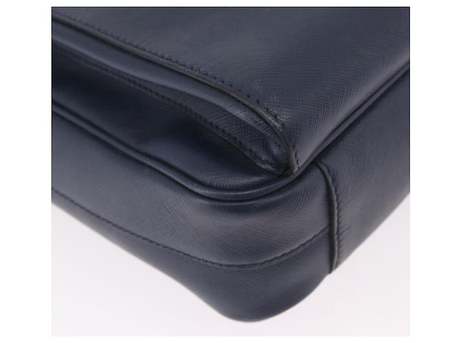 Borsa Business PRADA in pelle Saffiano Blu Argento Auth bs35878 - vista 9