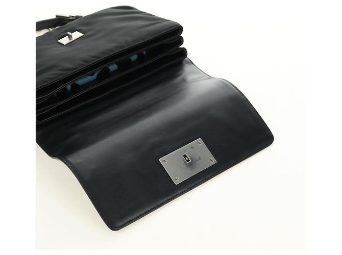 Borsa a Spalla con Catena PRADA in Pelle di Vitello Light Blue Silver Auth 189257V Argento Blu chiaro - vista 23