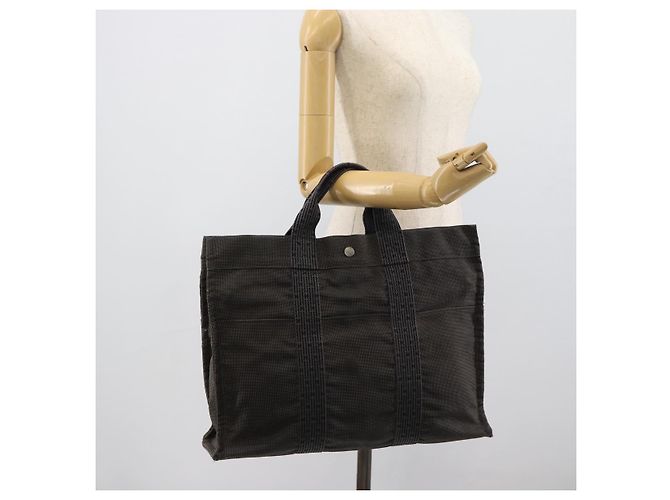 Hermès HERMES Her Line MM Handtasche Canvas Grau Silber Authentisch 189686 Braun - Ansicht 20