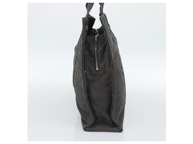 Hermès HERMES Her Line MM Handtasche Canvas Grau Silber Authentisch 189686 Braun - Ansicht 3