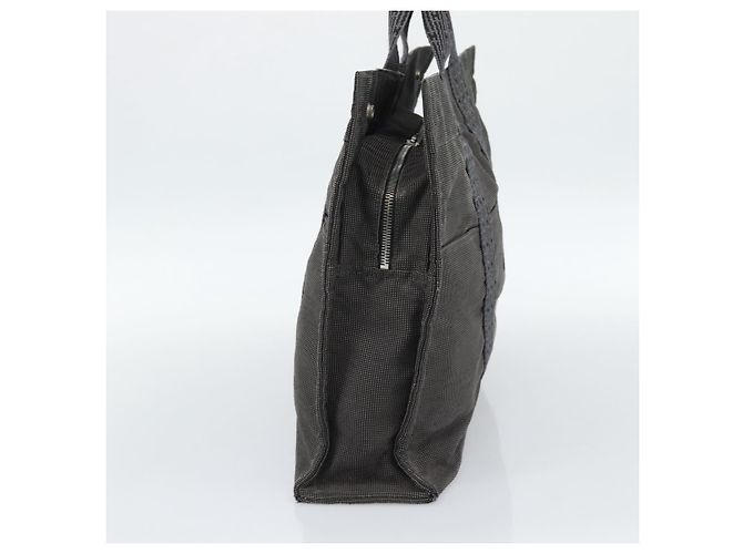 Hermès HERMES Her Line MM Handtasche Canvas Grau Silber Authentisch 189686 Braun - Ansicht 4
