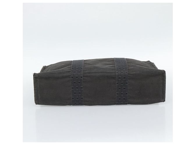 Hermès HERMES Her Line MM Handtasche Canvas Grau Silber Authentisch 189686 Braun - Ansicht 5