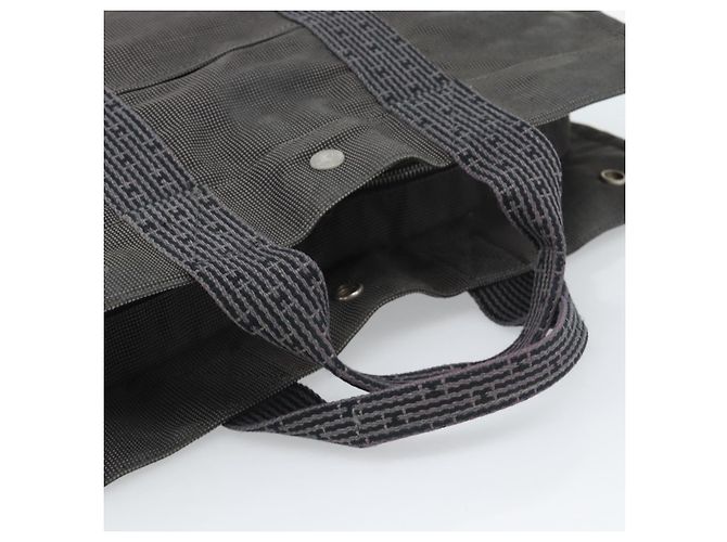 Hermès HERMES Her Line MM Handtasche Canvas Grau Silber Authentisch 189686 Braun - Ansicht 7