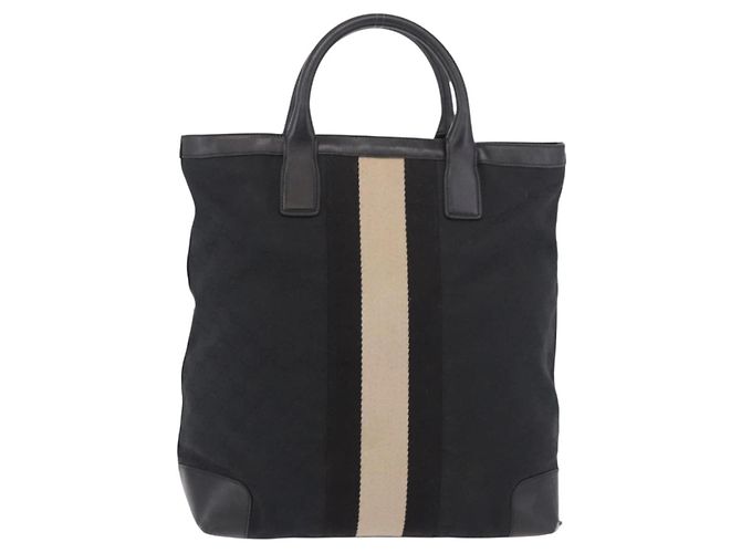 Borsa Tote GUCCI GG Canvas Sherry Line Nera 002 1098 Auth 187831 Nero - vista 13
