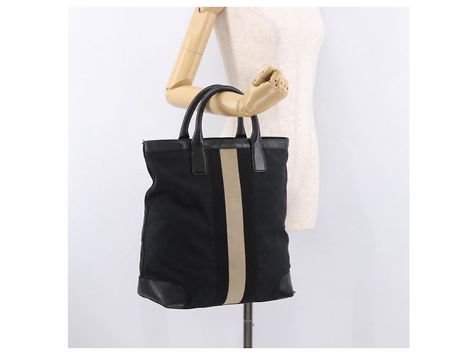 Borsa Tote GUCCI GG Canvas Sherry Line Nera 002 1098 Auth 187831 Nero - vista 22