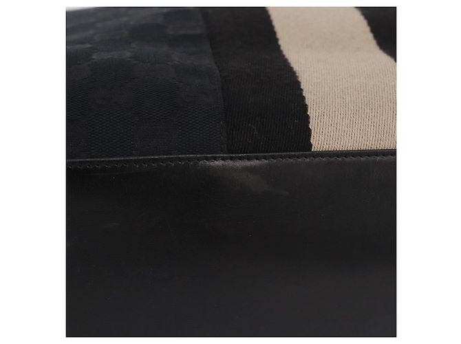 Borsa Tote GUCCI GG Canvas Sherry Line Nera 002 1098 Auth 187831 Nero - vista 6