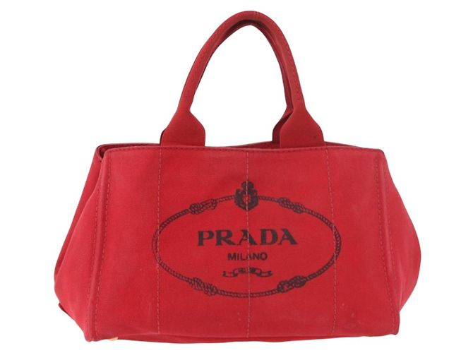 Borsa a mano PRADA Canapa MM in tela rossa Auth bs35937 Rosso - vista 13