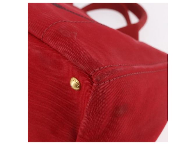 Borsa a mano PRADA Canapa MM in tela rossa Auth bs35937 Rosso - vista 14