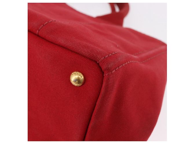 Borsa a mano PRADA Canapa MM in tela rossa Auth bs35937 Rosso - vista 16