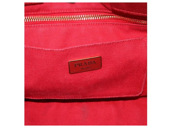 Borsa a mano PRADA Canapa MM in tela rossa Auth bs35937 Rosso - vista 18