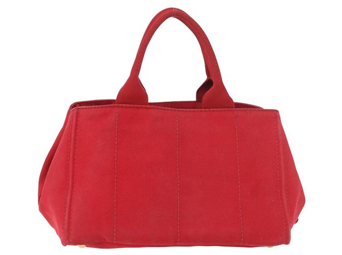 Borsa a mano PRADA Canapa MM in tela rossa Auth bs35937 Rosso - vista 2