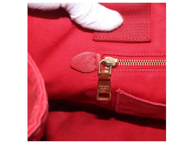 Borsa a mano PRADA Canapa MM in tela rossa Auth bs35937 Rosso - vista 21