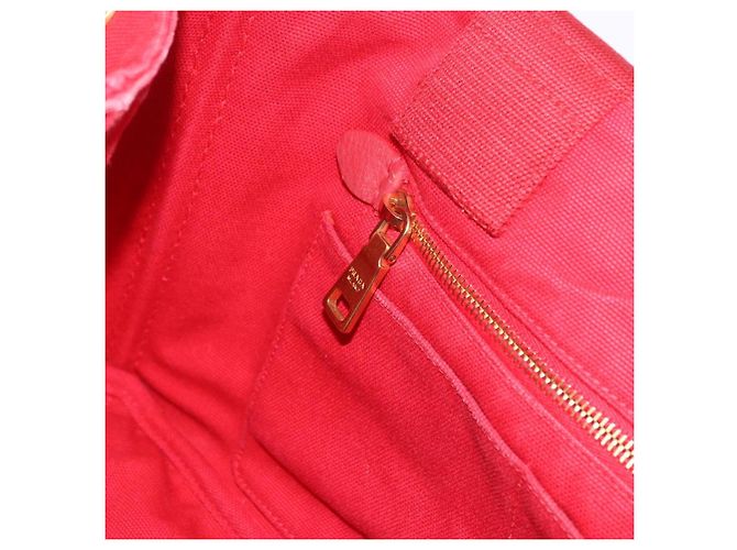 Borsa a mano PRADA Canapa MM in tela rossa Auth bs35937 Rosso - vista 23