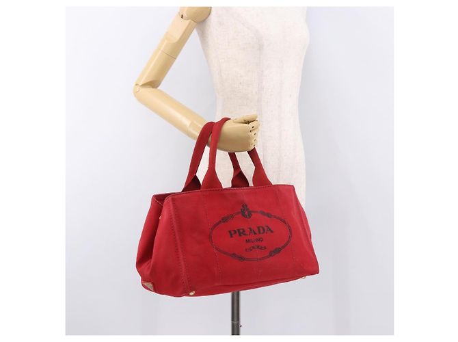 Borsa a mano PRADA Canapa MM in tela rossa Auth bs35937 Rosso - vista 25