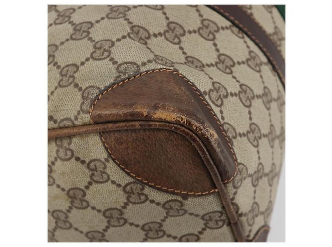Bolsa de mão GUCCI GG Supreme Web Sherry Line PVC Bege Ouro Auth 187823 Dourado - vista 15