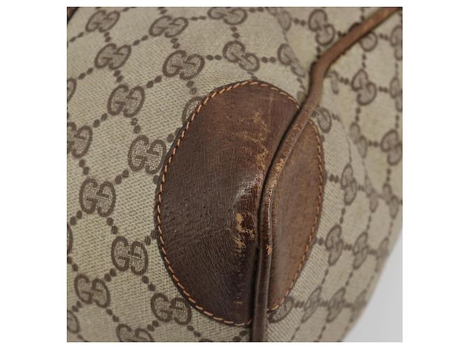 Bolsa de mão GUCCI GG Supreme Web Sherry Line PVC Bege Ouro Auth 187823 Dourado - vista 16