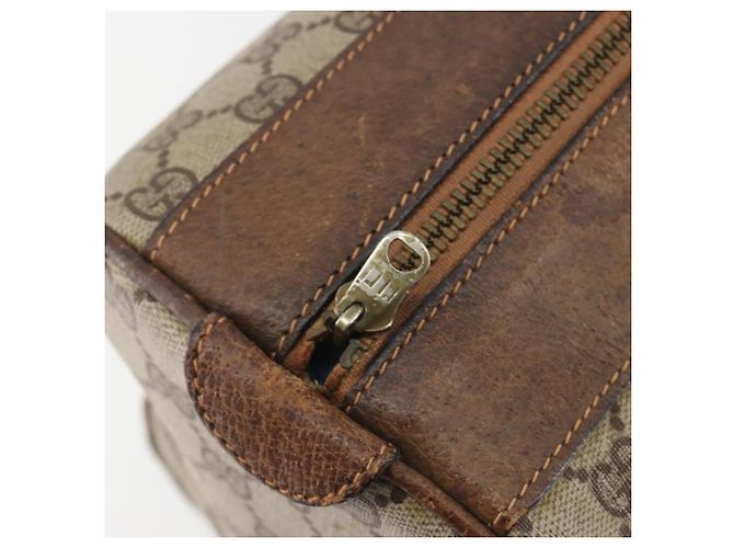 Bolsa de mão GUCCI GG Supreme Web Sherry Line PVC Bege Ouro Auth 187823 Dourado - vista 18
