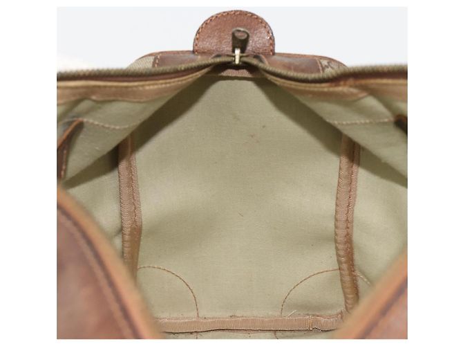 Bolsa de mão GUCCI GG Supreme Web Sherry Line PVC Bege Ouro Auth 187823 Dourado - vista 20