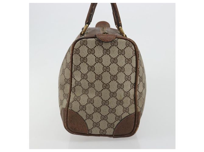 Bolsa de mão GUCCI GG Supreme Web Sherry Line PVC Bege Ouro Auth 187823 Dourado - vista 3