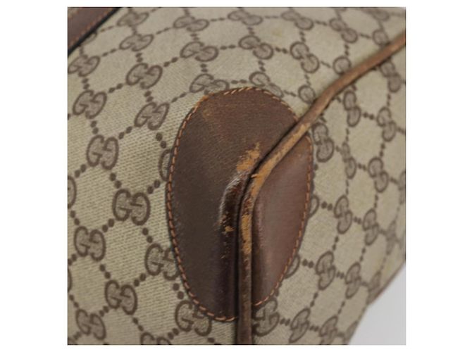 Bolsa de mão GUCCI GG Supreme Web Sherry Line PVC Bege Ouro Auth 187823 Dourado - vista 9
