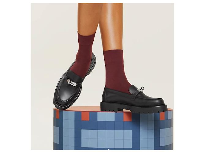 Mocassini Hermès Icone in pelle nera Nero - vista 7