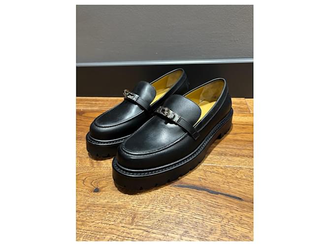 Mocassini Hermès Icone in pelle nera Nero - vista 9
