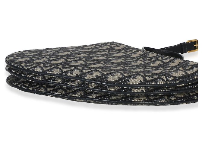 Pochette Triple Saddle in tela Oblique blu navy Christian Dior - vista 6