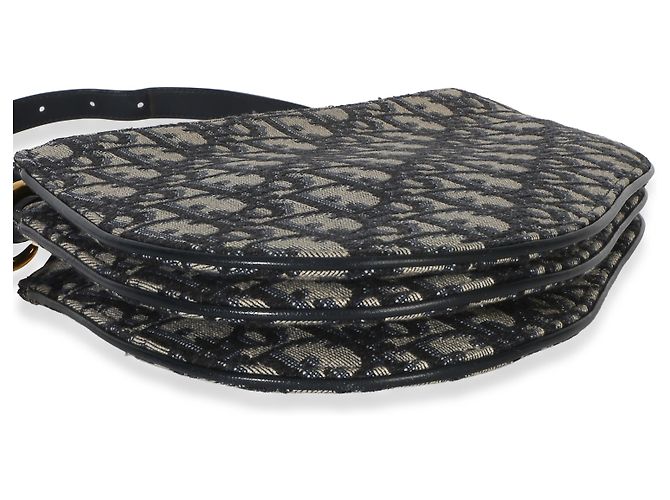 Pochette Triple Saddle in tela Oblique blu navy Christian Dior - vista 7
