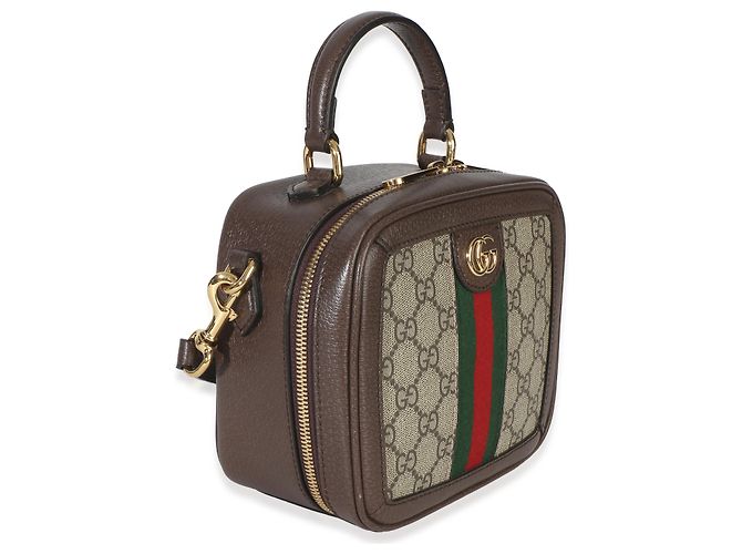 Borsa a mano mini Ophidia in tela GG Supreme Ebony e beige con tracolla Web Gucci Marrone - vista 4