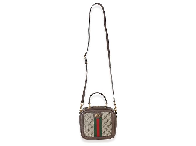 Borsa a mano mini Ophidia in tela GG Supreme Ebony e beige con tracolla Web Gucci Marrone - vista 5